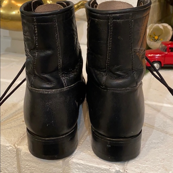 JUSTIN lace up Black Boots sz 5 D - Picture 5 of 7